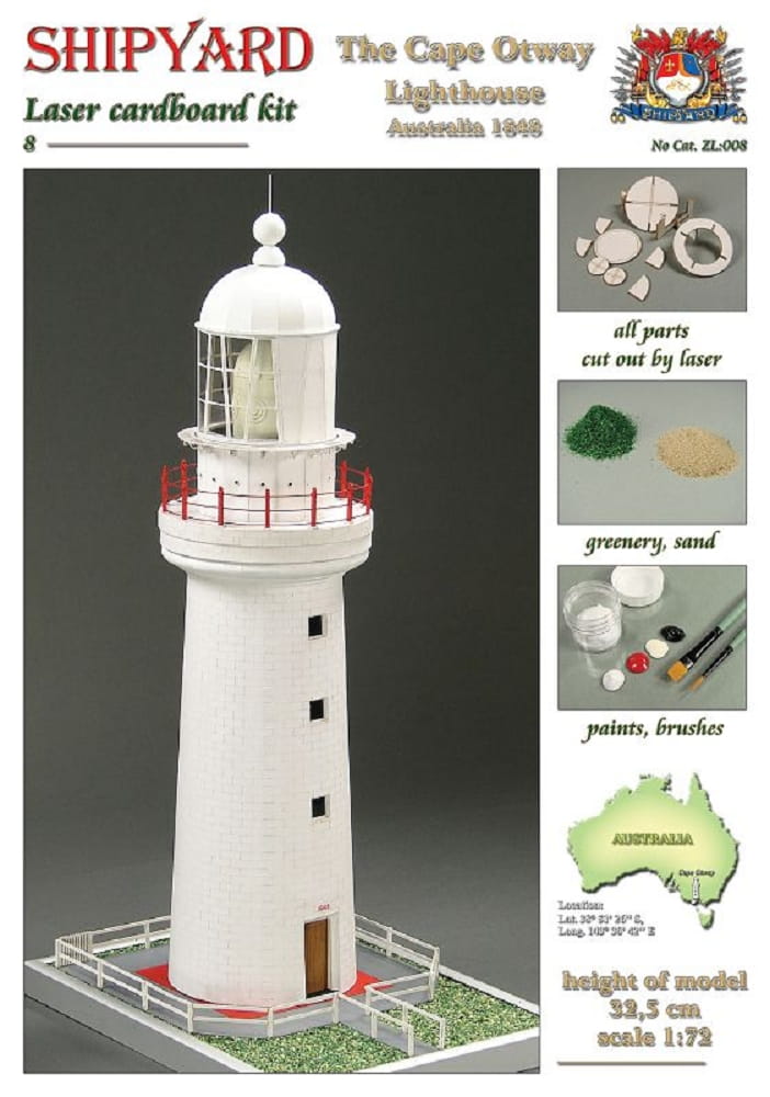 Shipyard Leuchtturm The Cape Otway Lighthouse 1848 Laser Cut 1:72 Kartonbausatz