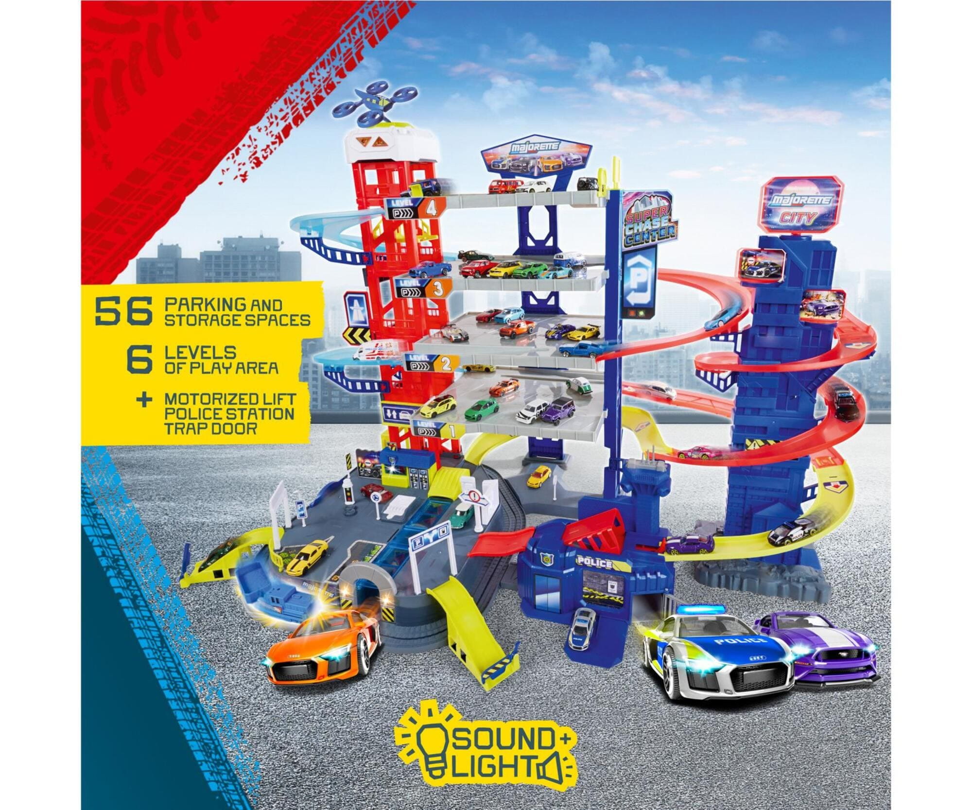 Majorette Super Chase Center XXL-Spielgarage mit Fahrzeugen_