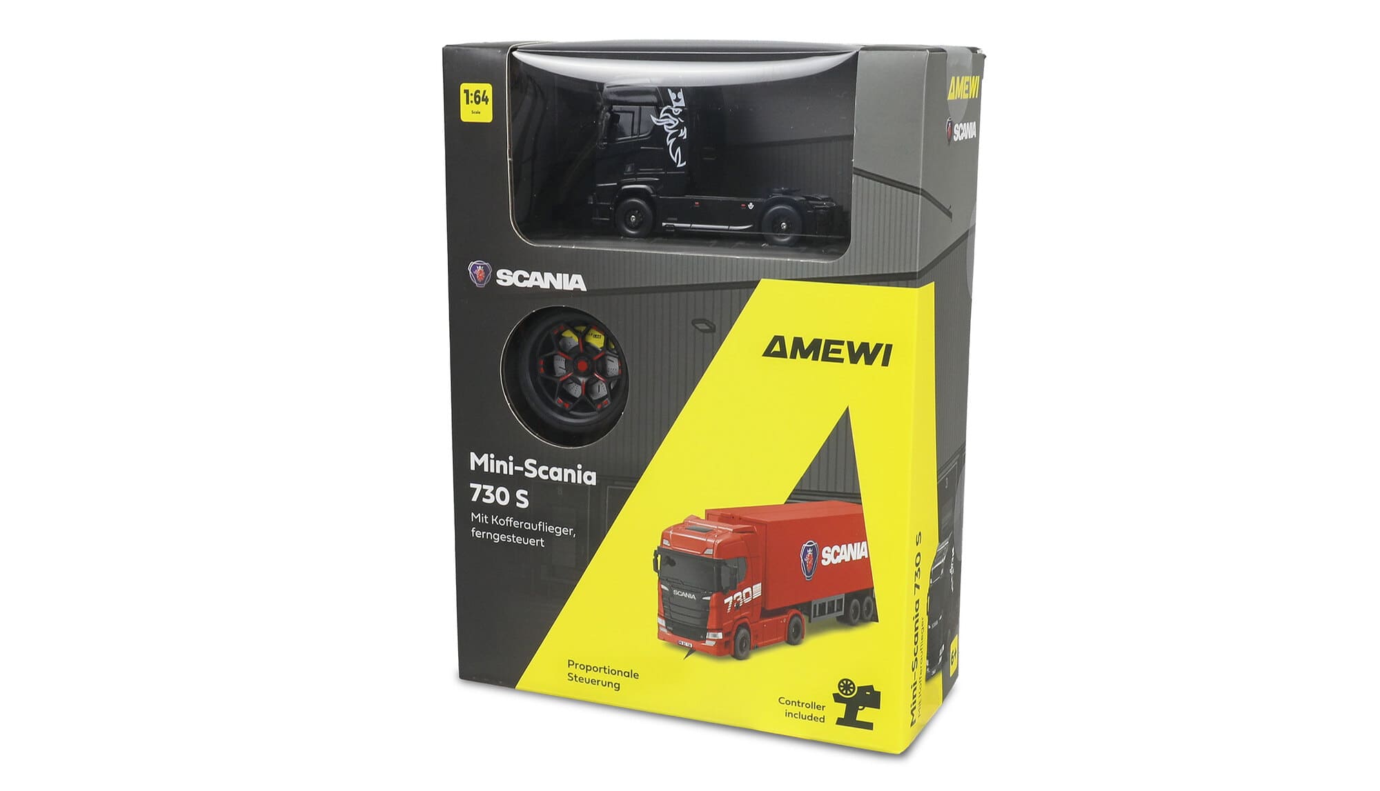 Amewi Mini Scania 730 S Kofferauflieger 4WD 1_64 RTR RC LKW Schwarz