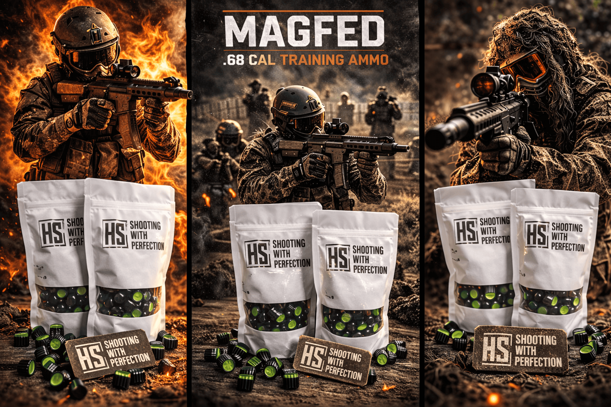 HS Projectiles Trainingsprojektile Paintball 200 Stueck Gruen Neon Gruen Fuellung MagFed