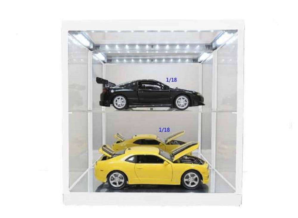 Triple9 Modellauto Vitrine weiss mit LED und Spiegelboden