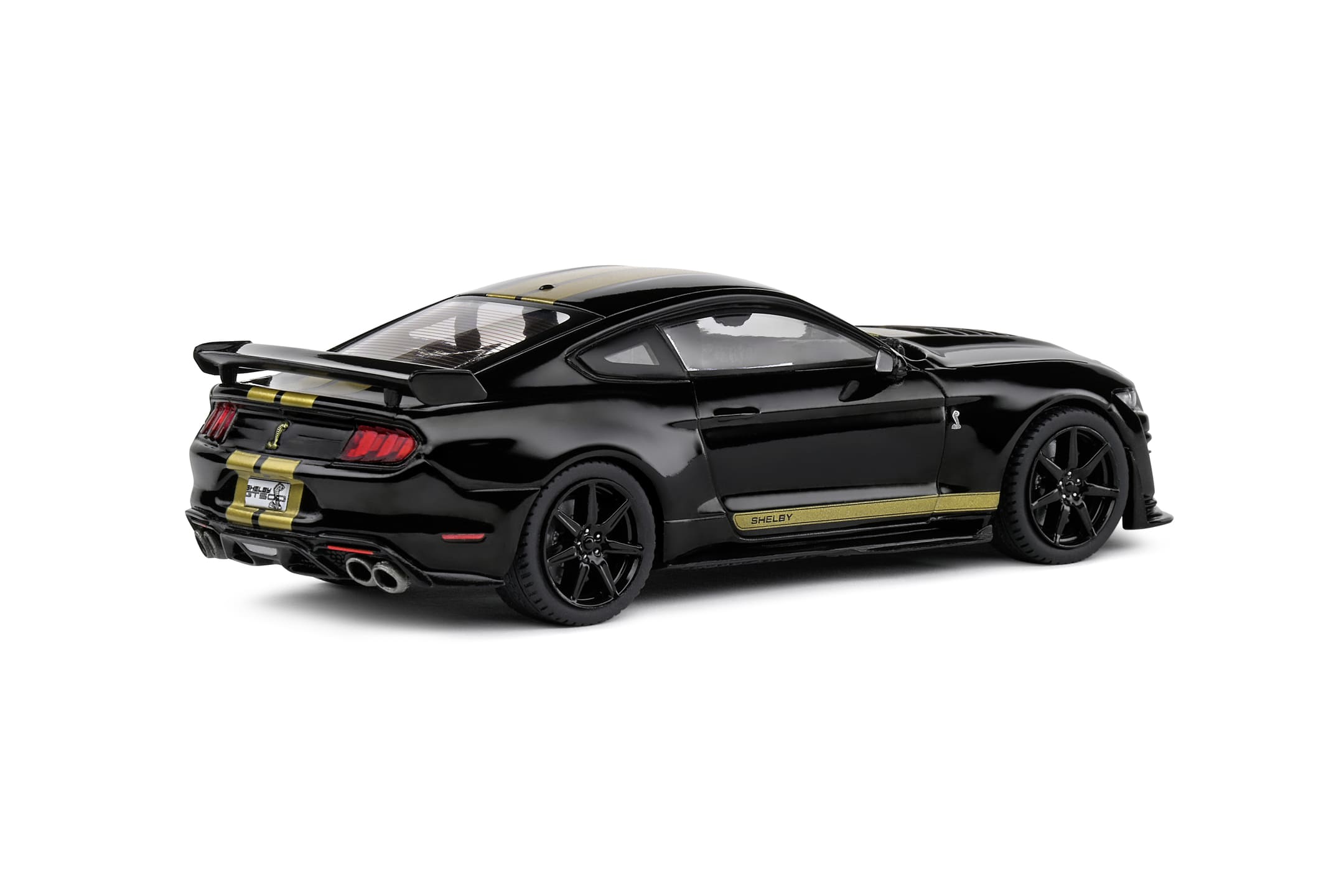 Solido 1_43 Shelby Mustang GT500 2020 Modellauto in Schwarz mit Goldstreifen_ Detailgetreu