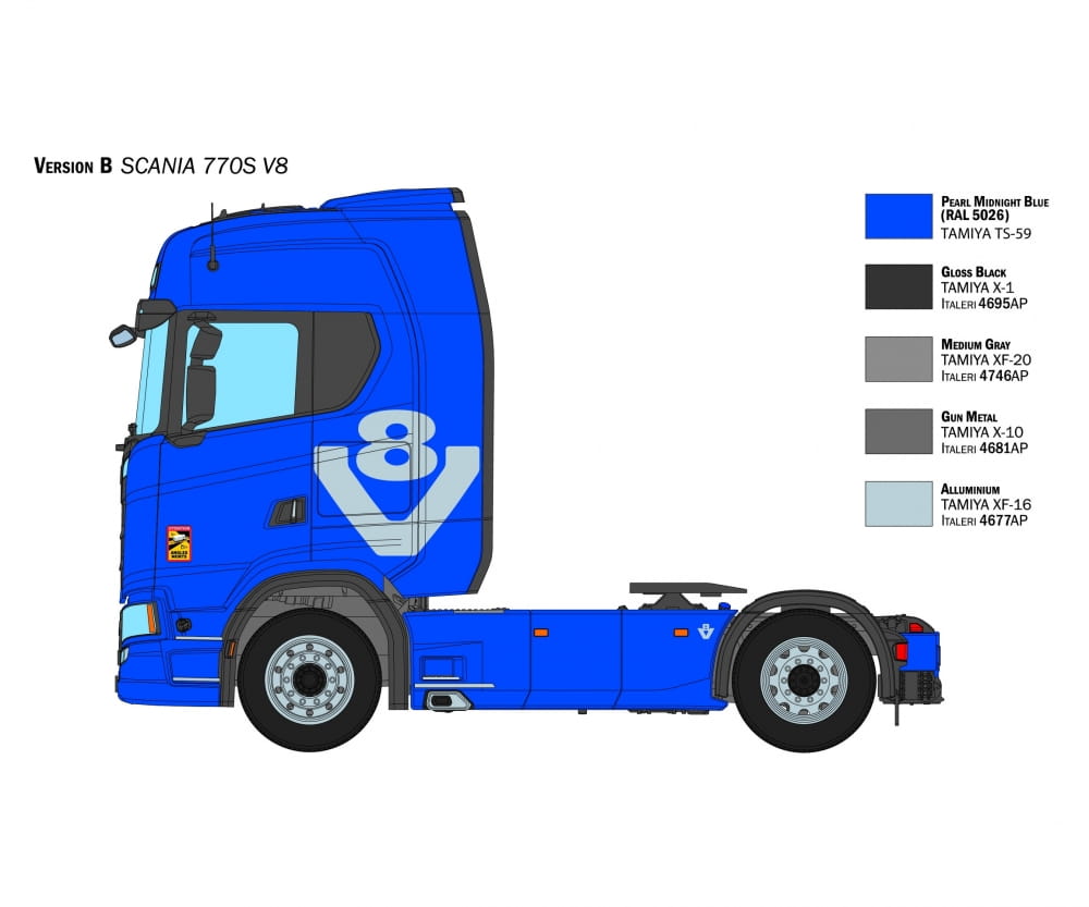 Italeri 1:24 Scania 770 S V8 "White C Plastik Modellbausatz