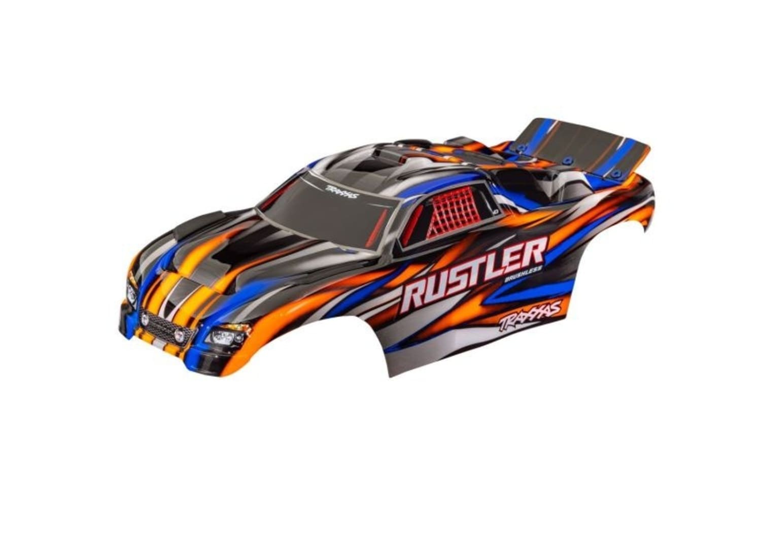 Traxxas Karosserie Rustler orange clipless mit Aufkleber - RC-Zubehoer