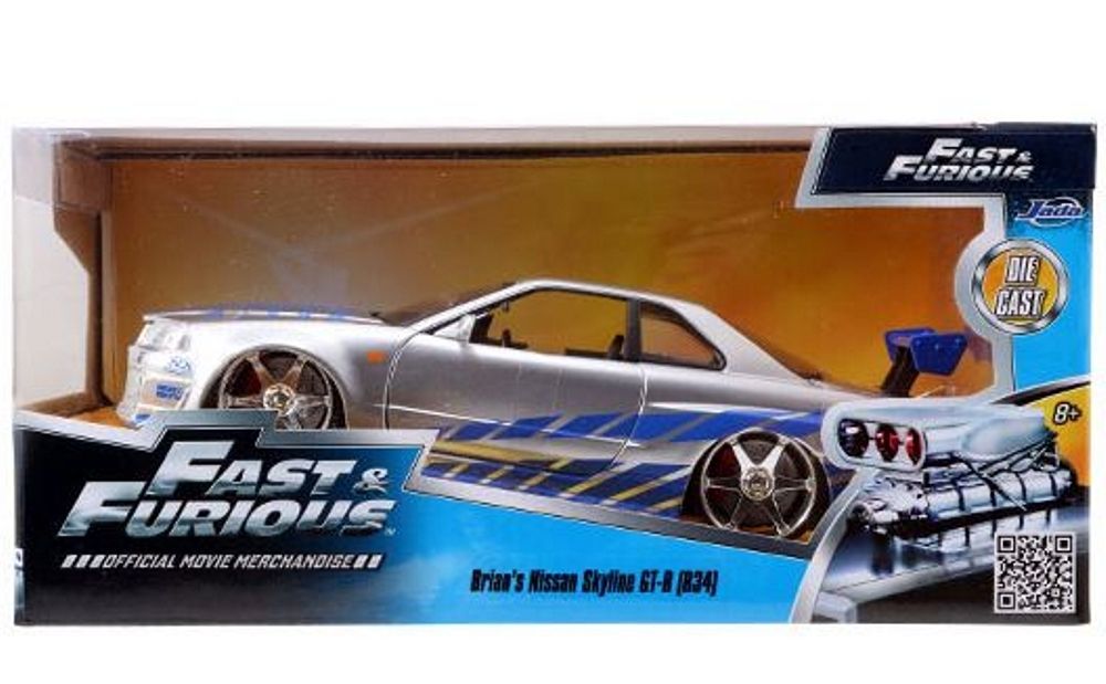 Jadatoys 1:24 Modellauto 2002 Nissan Skyline GTR R34 Fast and Furious