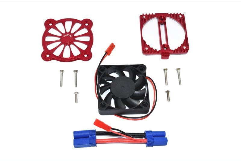 GPM Alu Motorkuehlkoerper mit Ventilator rot fuer ARRMA Kraton_ Senton 4s - RC-Zubehoer