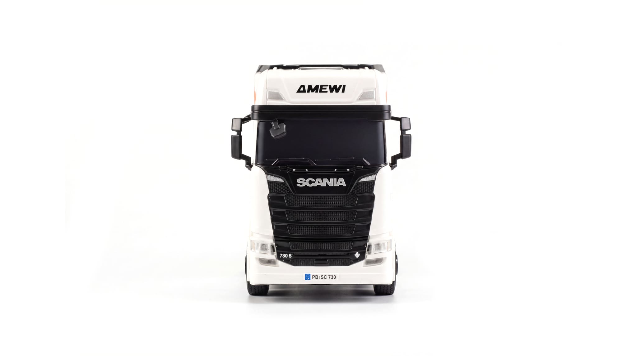 Amewi Mini Scania 730 S 1_64 RC LKW mit Kofferauflieger Weiss