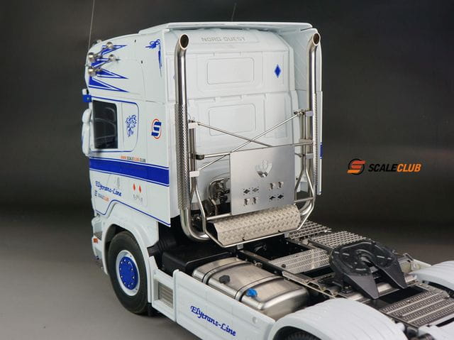 ScaleClub 1_14 Auspuffanlage fuer SCANIA mit Geraetetraeger V2A - RC-Zubehoer