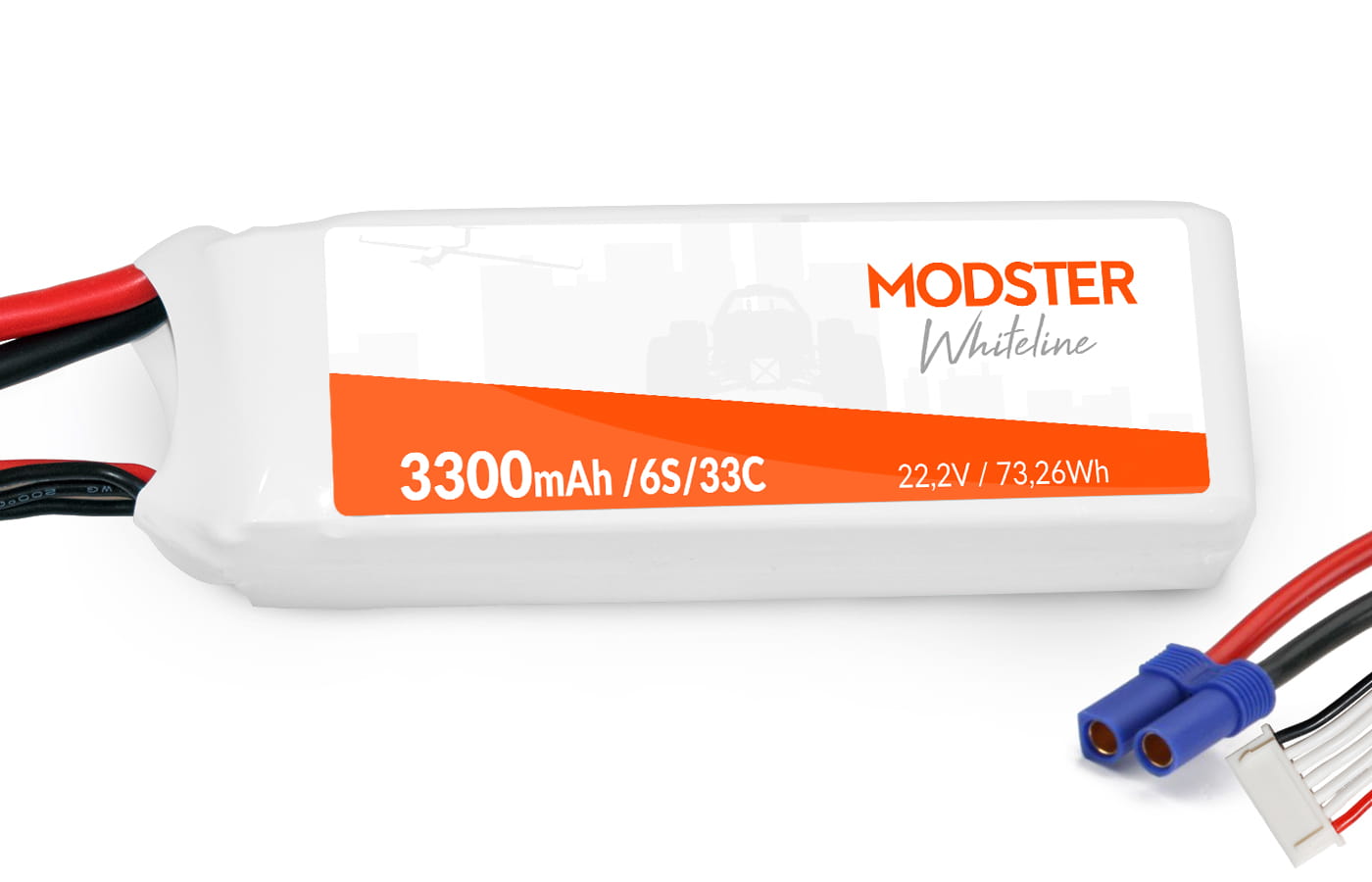 Modster Lipo Akku 6S 22_2V 3300mAh 30C EC5 WhiteLine - RC-Zubehoer