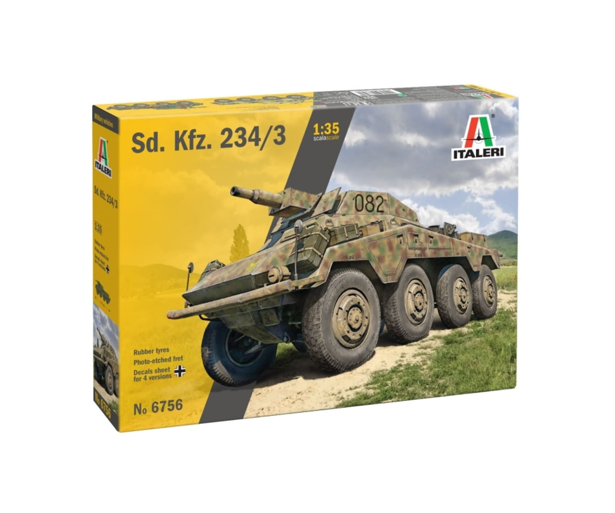 Italeri 1_35 Sd_Kfz_ 234_3 Sw. Panzerspaehwagen Plastik Modellbausatz - RC-Zubehoer