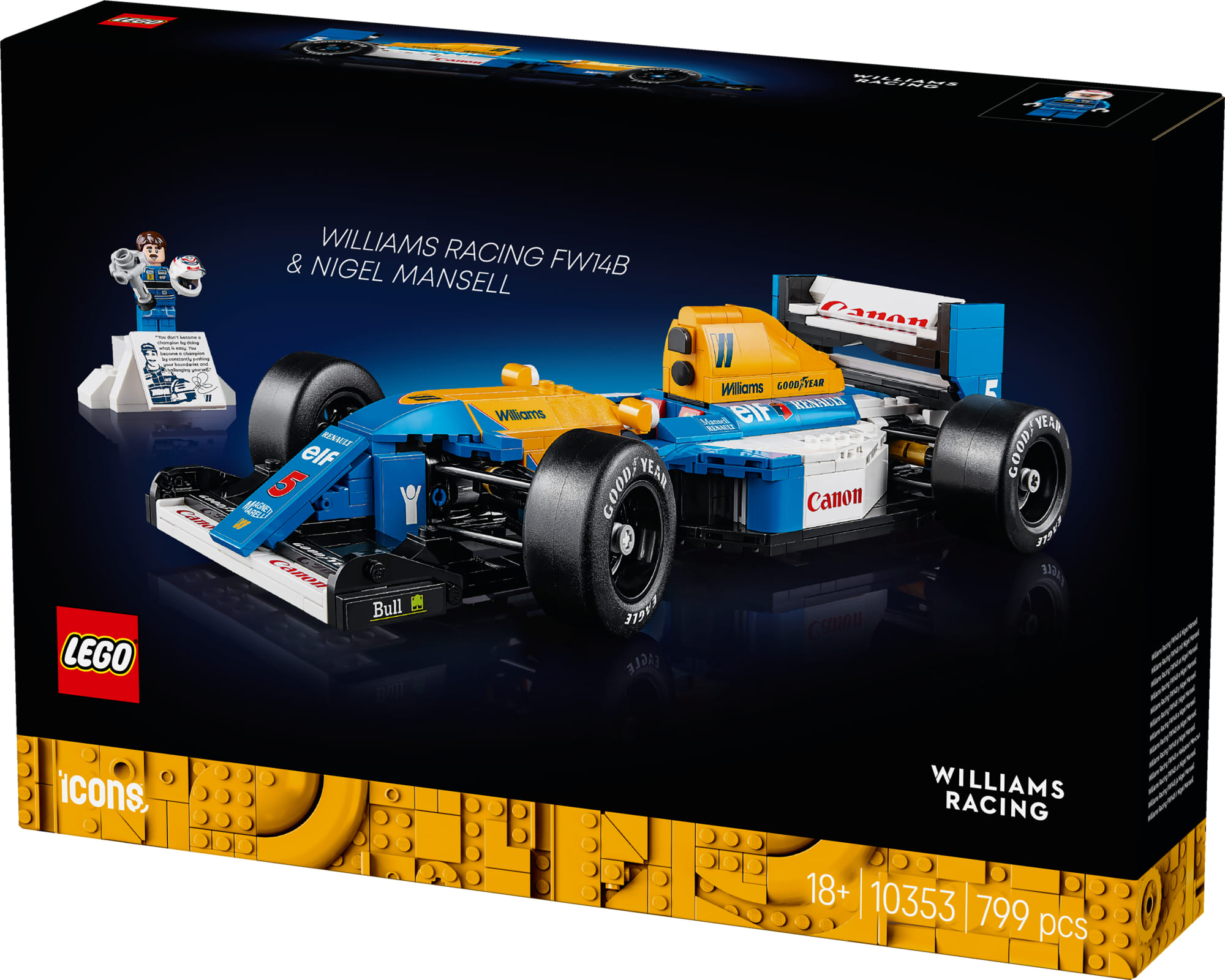 LEGO® Icons Williams Racing FW14B Modell mit Nigel Mansell - Detailansicht