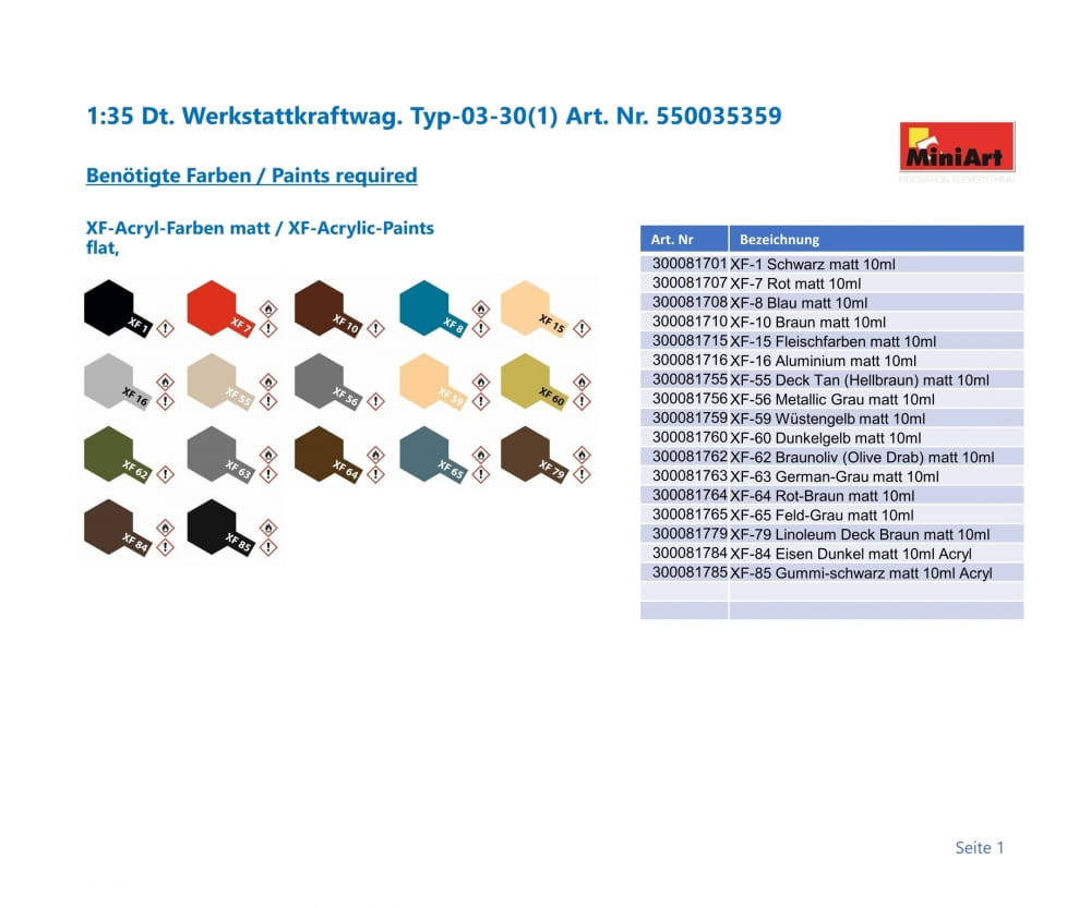 Plastikmodellbau von Miniart 1-35 dt werkstattkraftwag typ 03 3