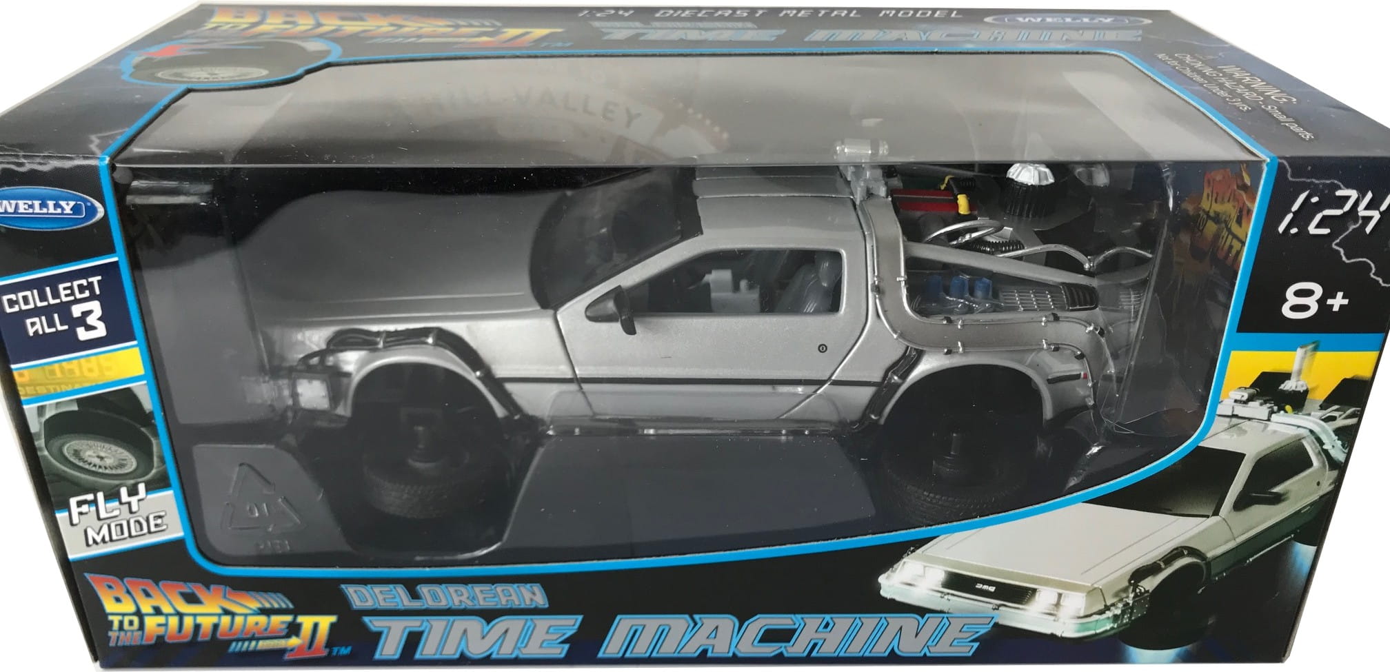 Welly Modellauto 1:24 De Lorean Back to the Future Zurück in die Zukunft Teil 2 Fly Mode