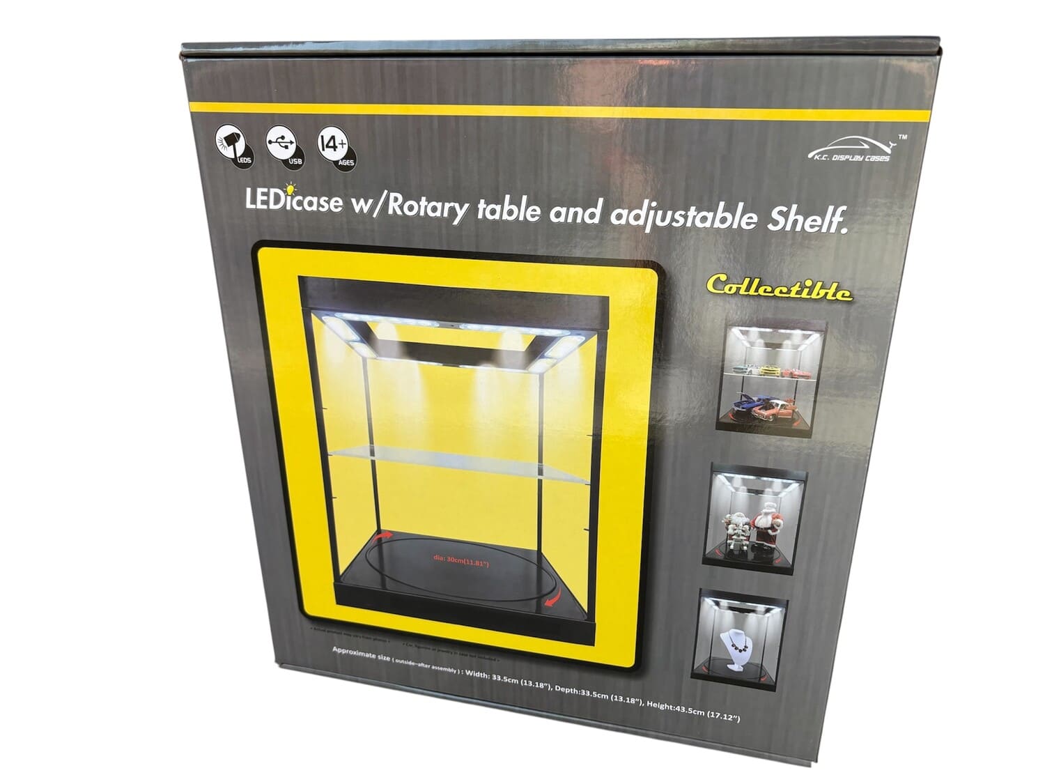 Triple9 LED-Vitrine 1_18 Weiss mit Drehteller und Regalboden_