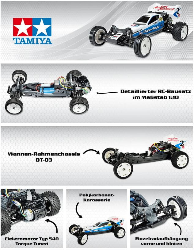 Tamiya RC Elektro Fighter Buggy DT-03 kit 1:10 Bausatz Tamiya RC Elektro Fighter Buggy DT-03 kit 1:10 Bausatz