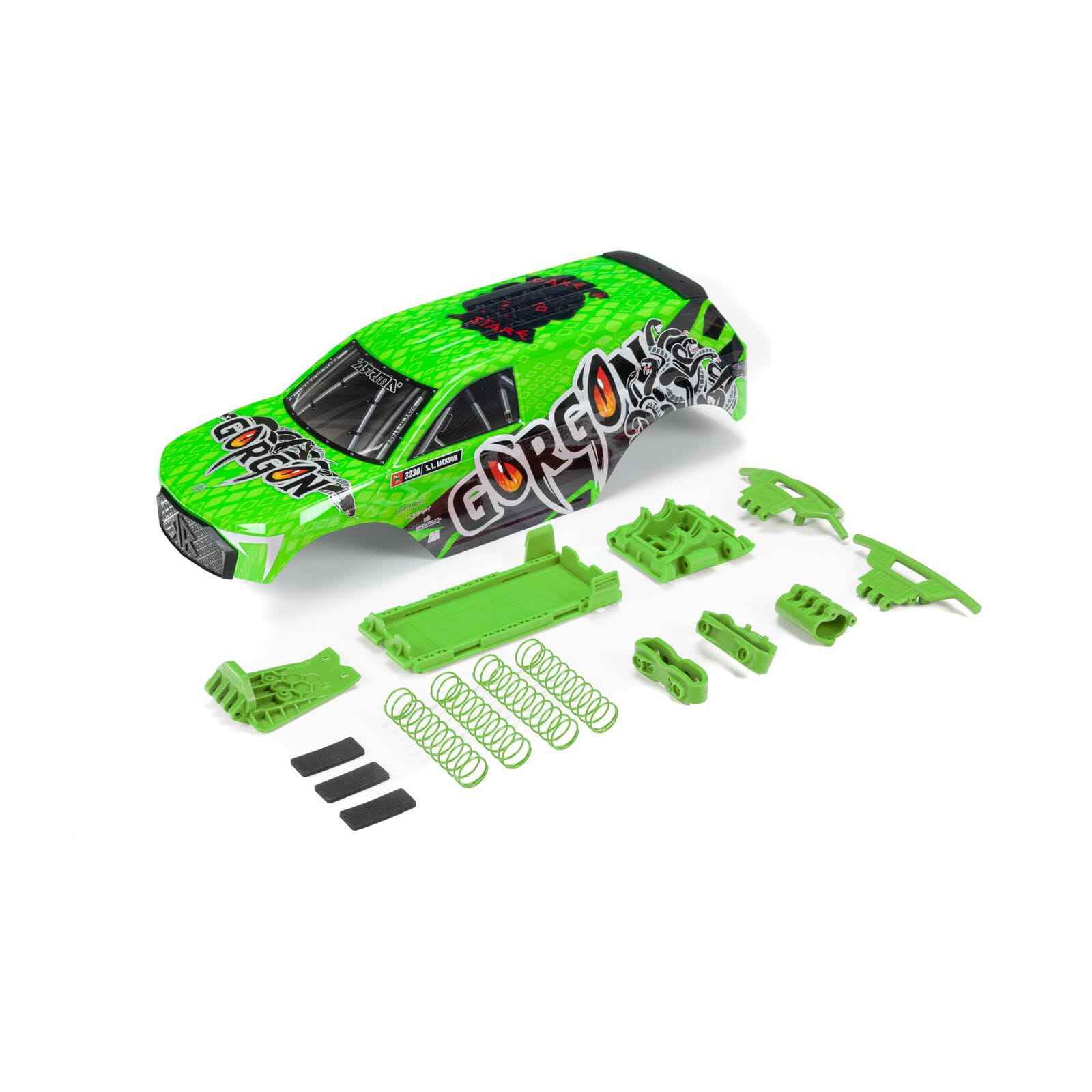 Arrma GORGON Karosserie Set Lackiert Decaled Trimmed Green - RC-Zubehoer