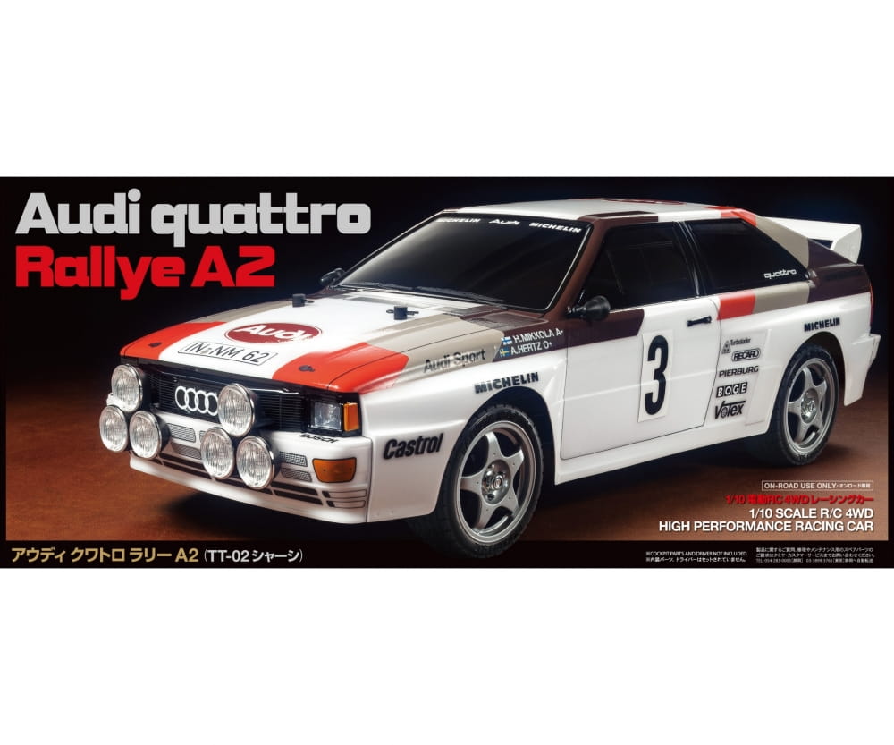 Tamiya RC Car Audi Quattro Rally A2 TT-02 1:10 Bausatz