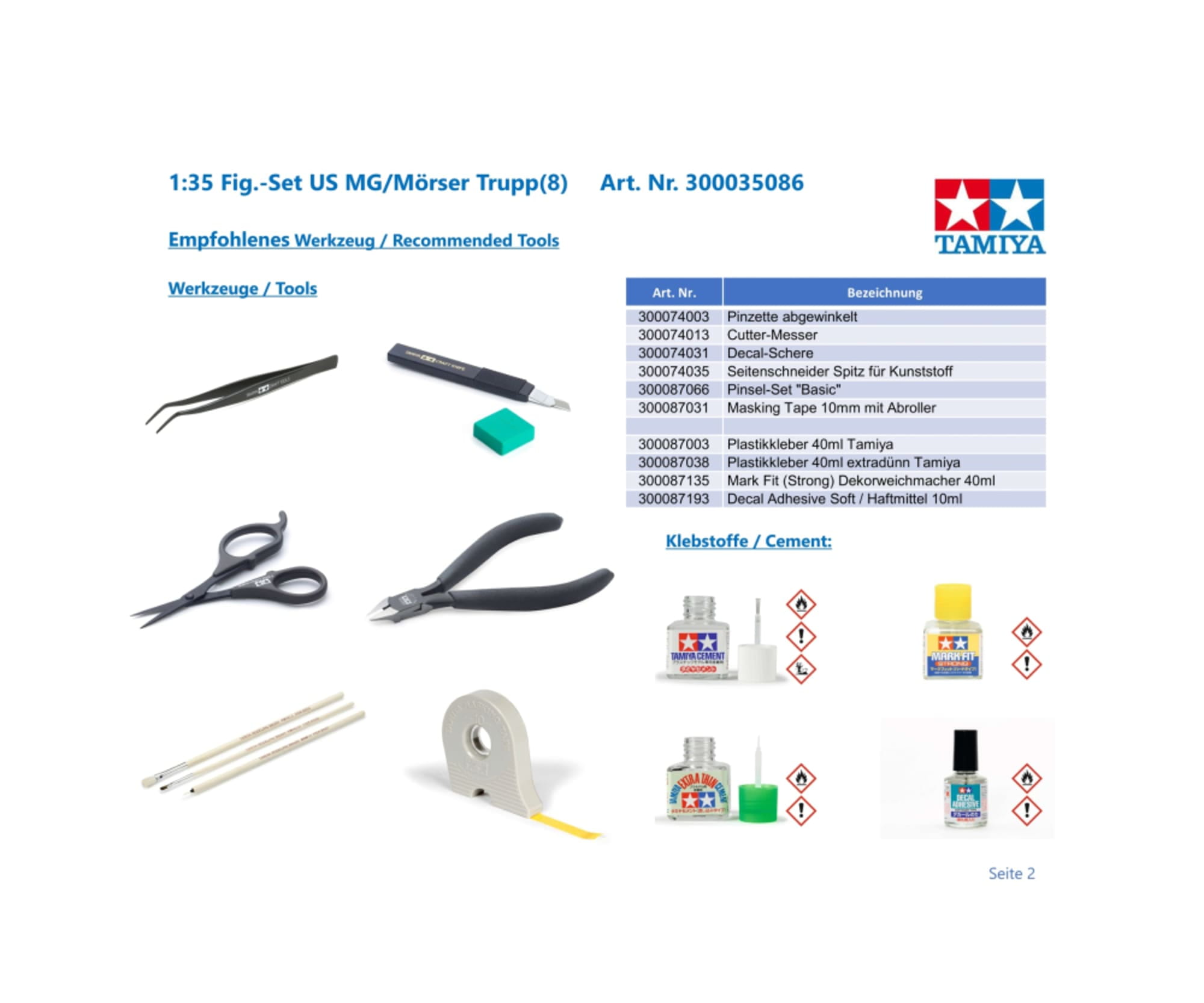 Tamiya 1_35 Figuren Set US MG_Moerser Trupp _8_ - RC-Zubehoer