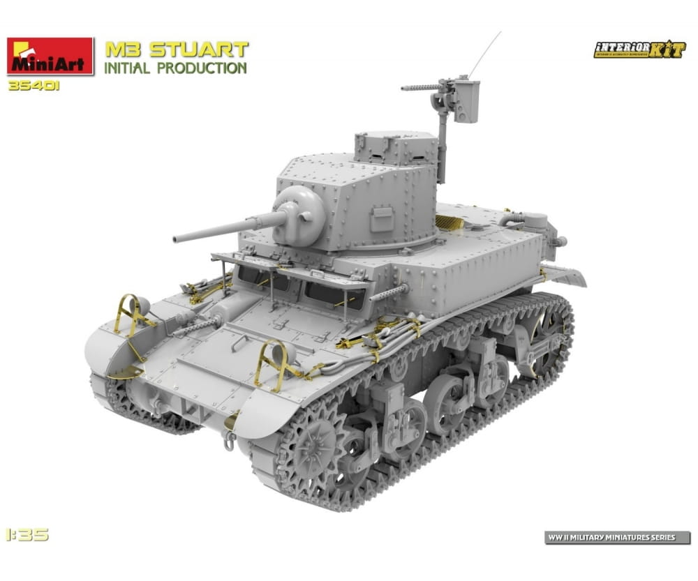 MiniArt 1_35 M3 Stuart erste Prod_ m. Interieur Plastik Modellbausatz - RC-Zubehoer