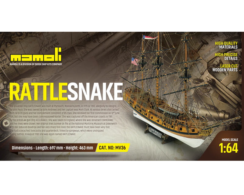 Mamoli Rattlesnake Kriegsschiff 1:64 Holz Bausatz Mamoli Rattlesnake Kriegsschiff 1:64 Holz Bausatz