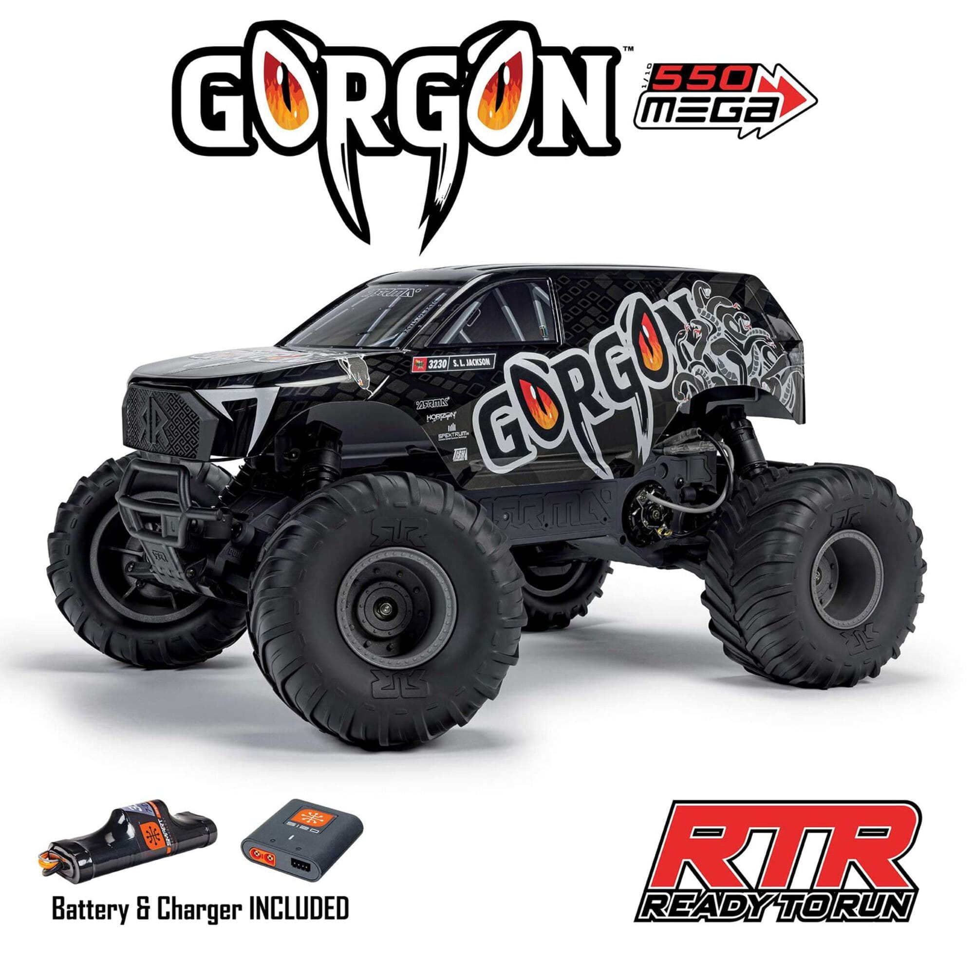 ARRMA GORGON MT 2WD RTR Monster Truck Gun Metal_ RC Fahrzeug mit Akku und Ladegeraet