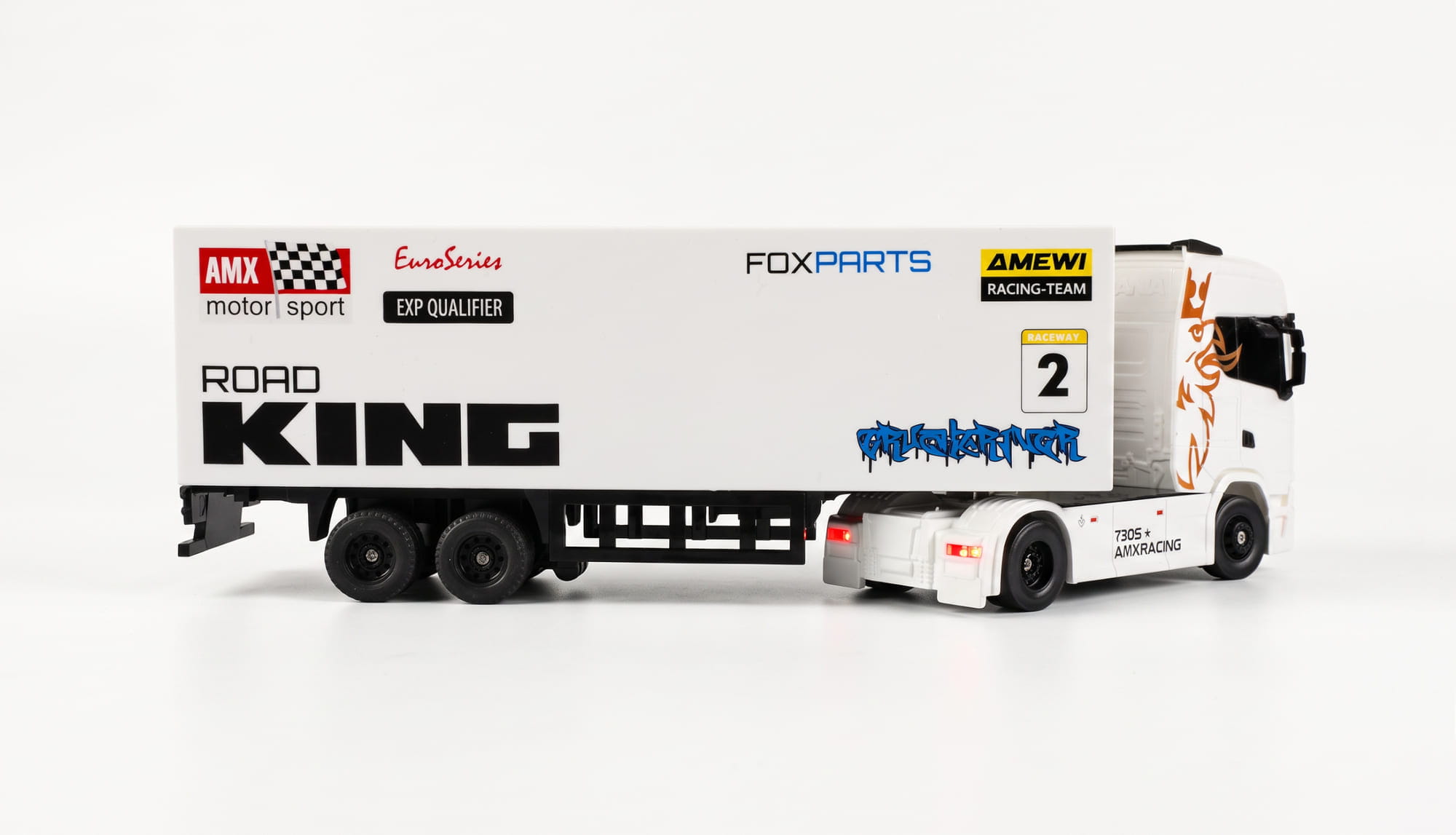 Amewi Mini Scania 730 S 1_64 RC LKW mit Kofferauflieger Weiss