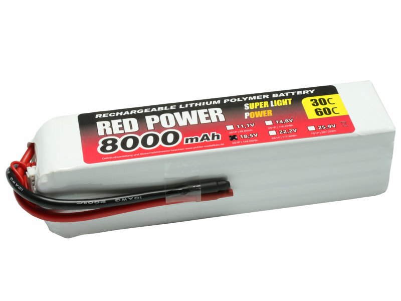 Pichler LiPo Akku RED POWER SLP 8000 - 18,5V