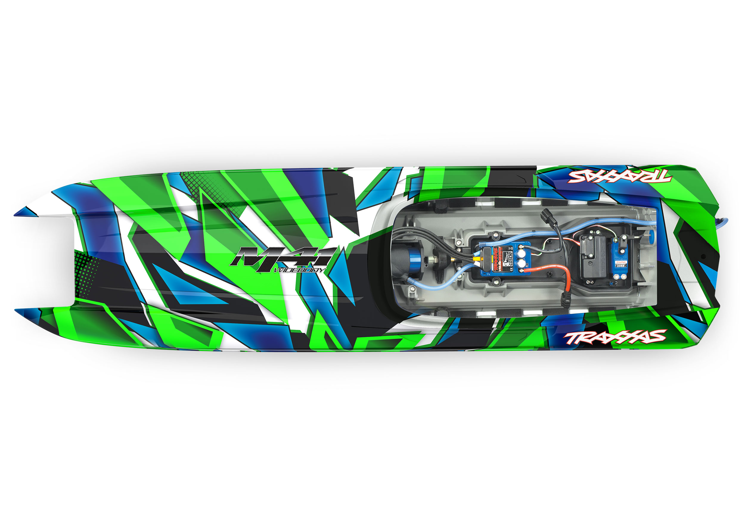 Traxxas DCB M41 40_ RC Boot Brushless Catamaran Gruen Blau