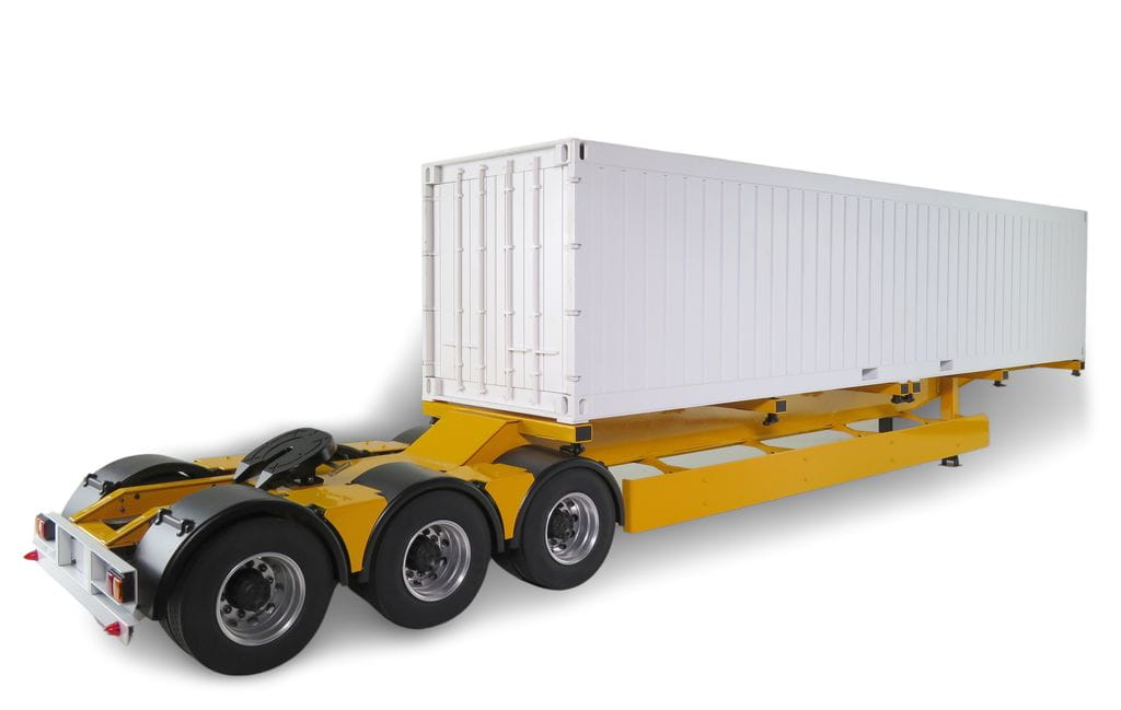 JXModel 1_14 B-Doppel-Trailer mit Sattel gelb fuer Container 40ft - RC-Zubehoer