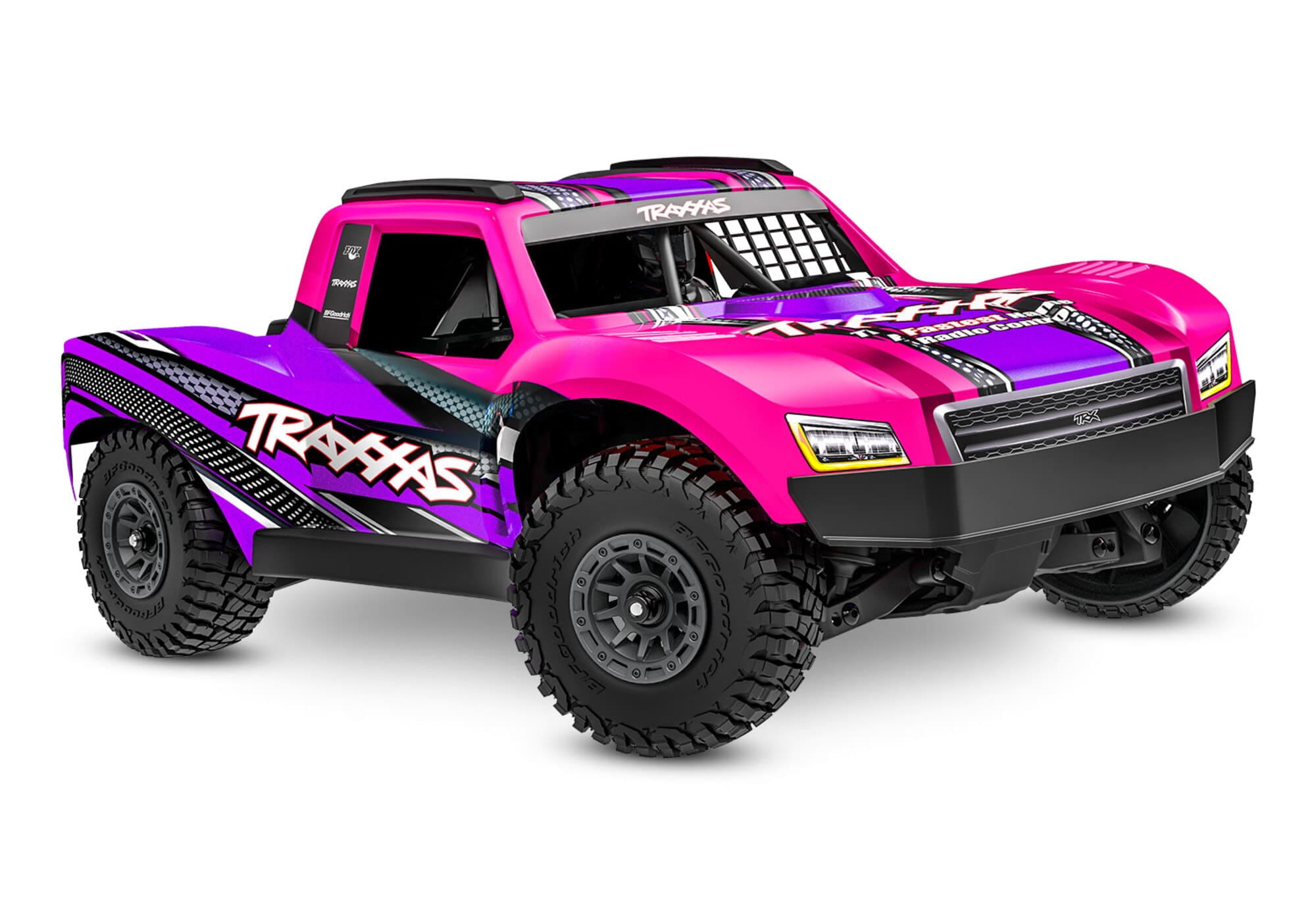 Traxxas Mini-Slash BL-2S 4x4 Pink Short Course RC Truck mit Akku und Ladegeraet