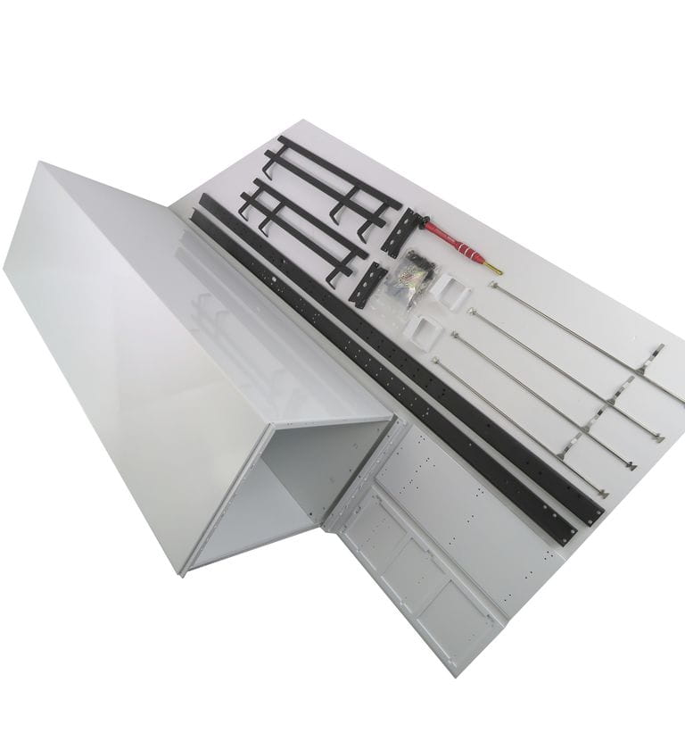 JXModel 1_14 Kofferaufbau Metall weiss fuer Gliederzug mit Rahmen - RC-Zubehoer