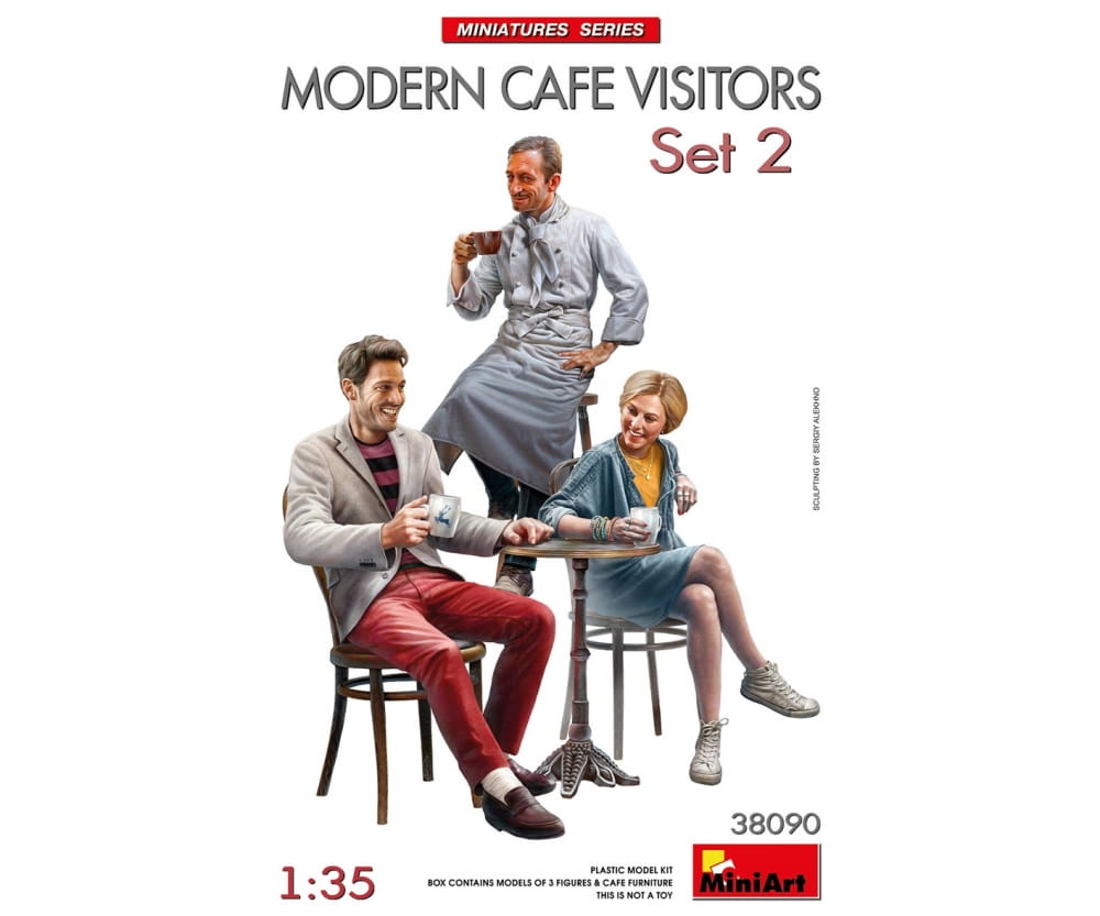 MiniArt 1_35 Kellner und Café Besucher - Set 2 Plastik Modellbausatz - RC-Zubehoer