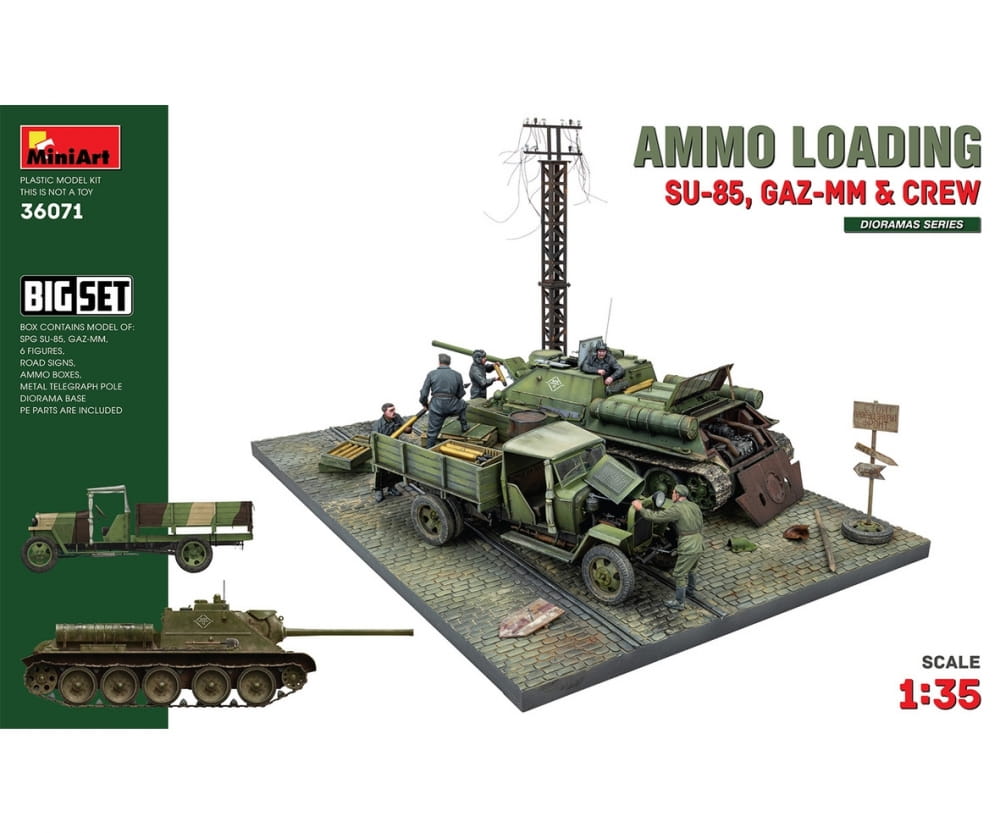 MiniArt 1_35 SU-85 und GAZ-MM mit Crew Big Set Plastik Modellbausatz - RC-Zubehoer