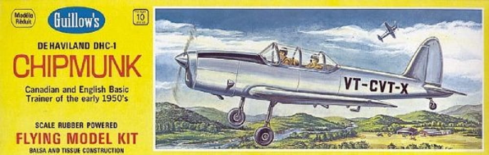 Guillow's Freiflugmodell Dehaviland Chipmunk Wurfgleiter Flieger Balsabausatz
