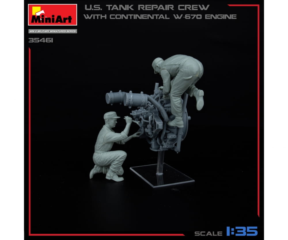 MiniArt 1_35 US Panzer Rep_ Crew m. W670 Motor Plastik Modellbausatz - RC-Zubehoer