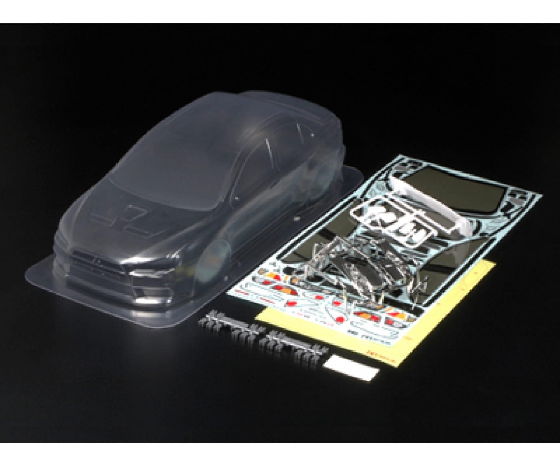 Tamiya Karosserie Mitsubishi Lancer Evo X 1_10 unlackiert aus Lexan_
