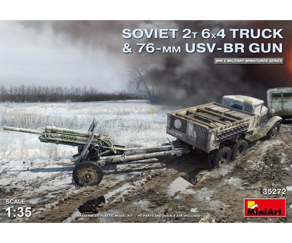 MiniArt 1:35 Soviet 2t LKW 6x4 m. 76mm Plastik Modellbausatz