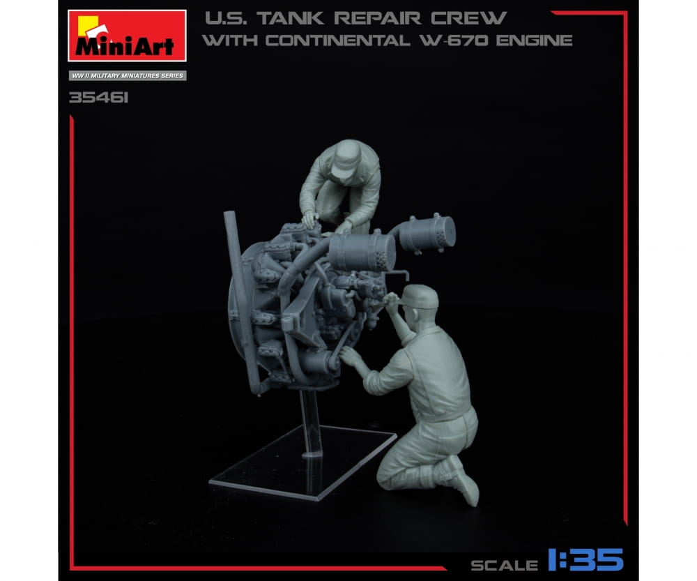 MiniArt 1_35 US Panzer Rep_ Crew m. W670 Motor Plastik Modellbausatz - RC-Zubehoer