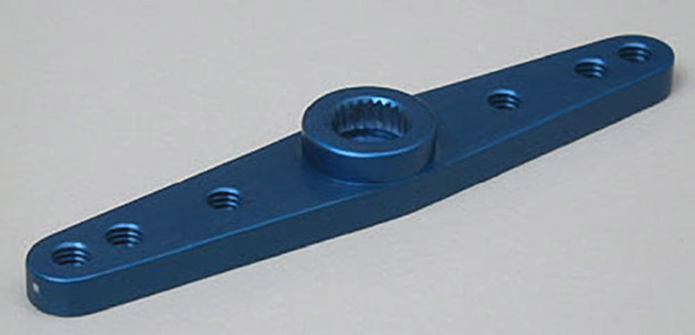 Multiplex Abtriebshebel Metall blau zweiarmig, 24Verz. 6mm H