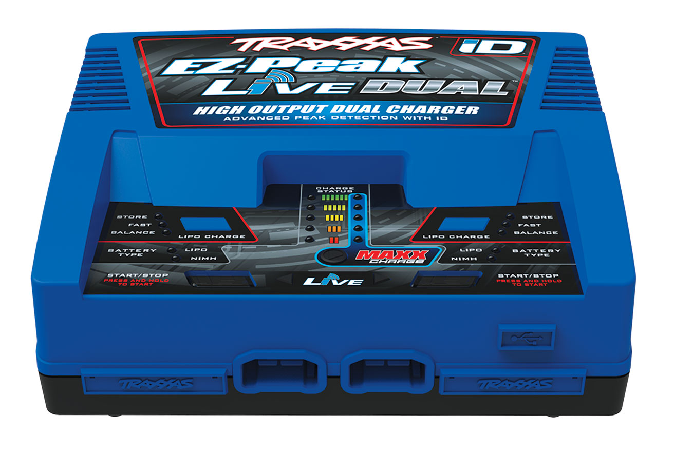 Traxxas Akku- und Ladegeraet-Komplettset mit 2x 6700mAh LiPo-Akkus