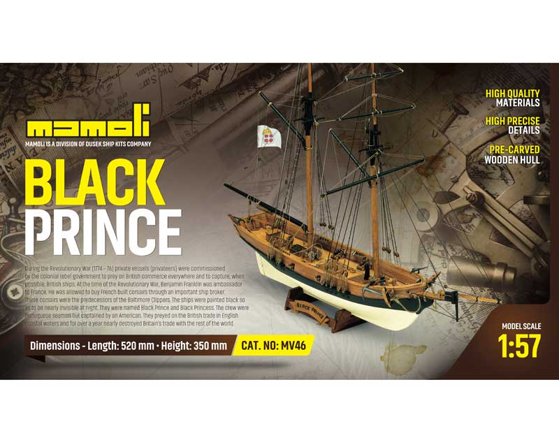 Black Prince Bausatz 1_57 Mamoli - Historisches Schiffsmodell aus dem amerikanischen Unabhaengigkeits