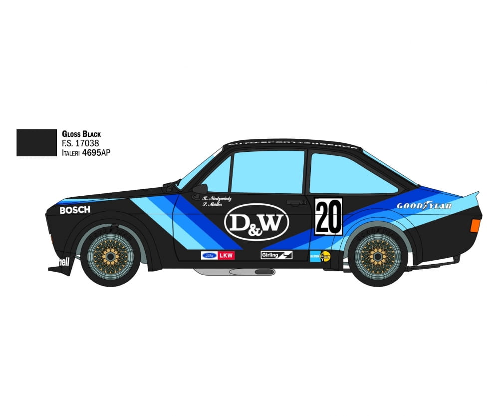 Italeri 1:24 Ford Escort Zakspeed Gr.2 D&W Plastik Modellbau Bausatz
