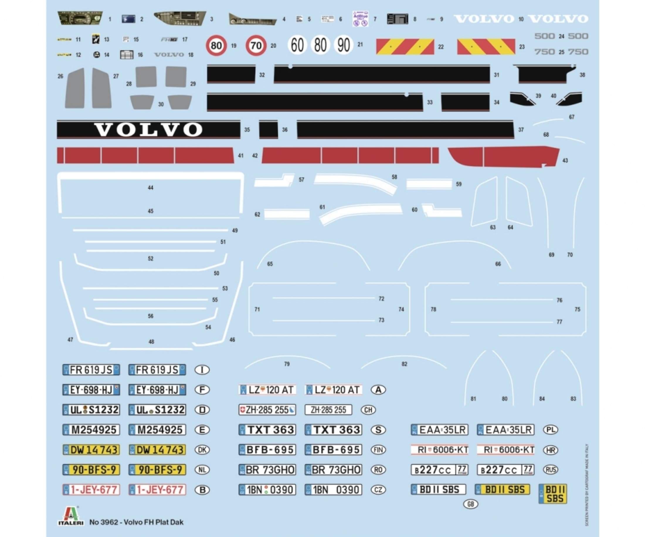 Italeri 1_24 VOLVO FH Plat Dak Plastik Modellbausatz - RC-Zubehoer