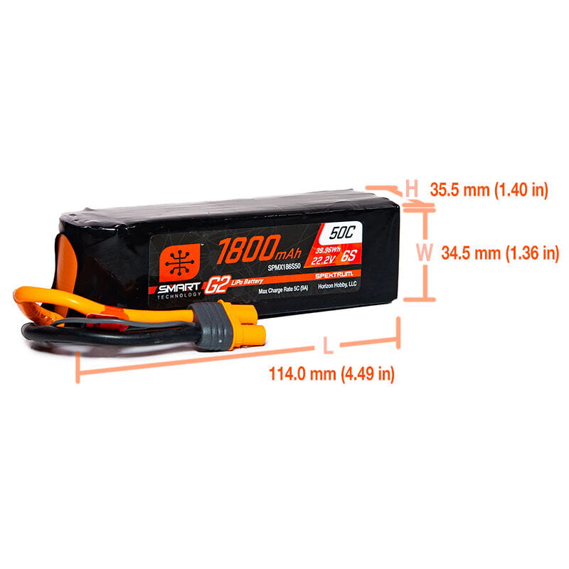 Spektrum Lipo Akku 1800mAh 6S 22_2V Smart G2 50C IC3 - RC-Zubehoer