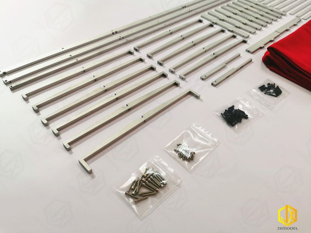 JXModel Plane Stoff rot mit Geruest aus Alu fuer Auflieger-Pritsche - RC-Zubehoer