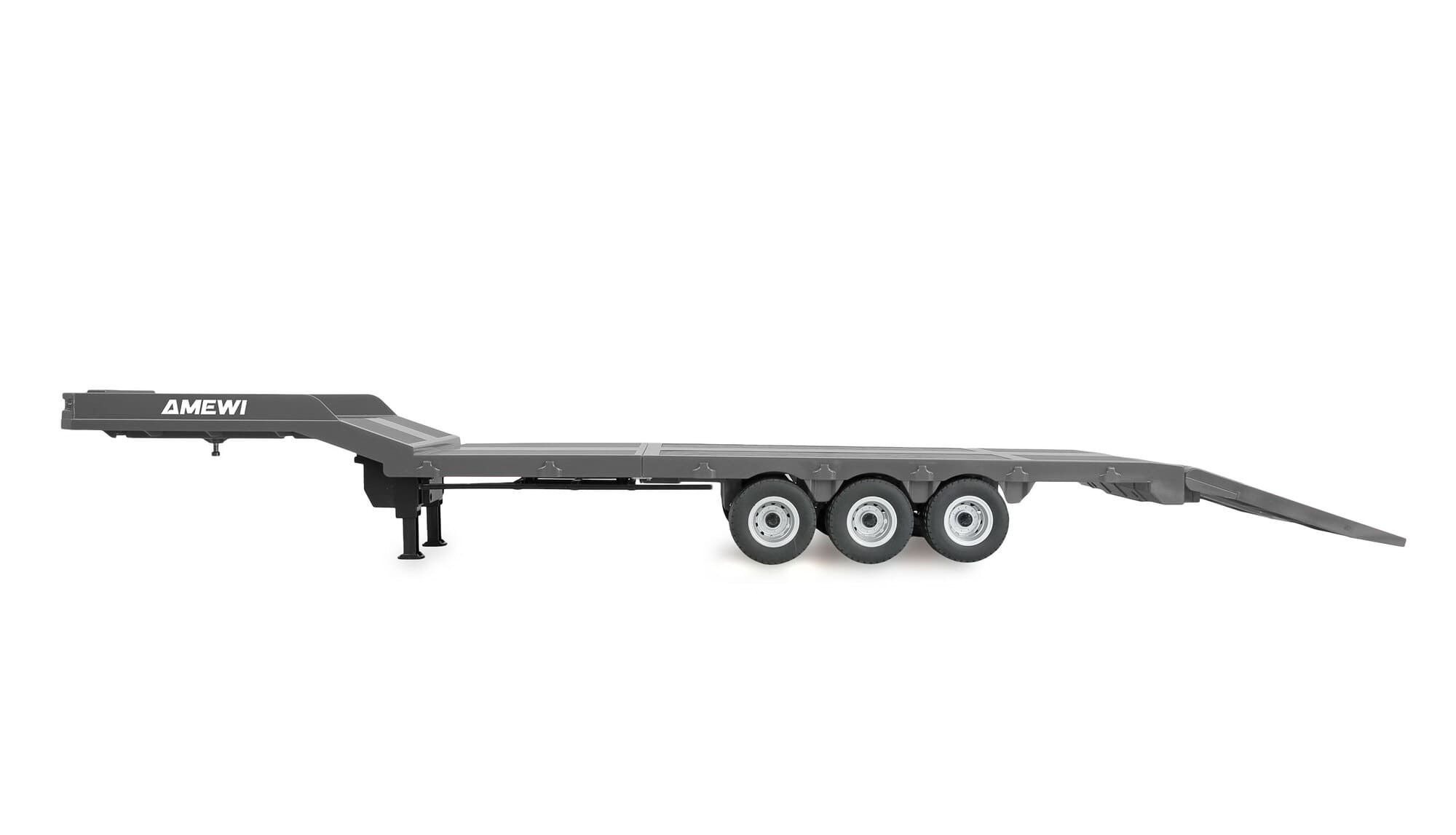 Amewi RC Tieflader-Sattelauflieger Dreiachser fuer Scania 1_18 silber_
