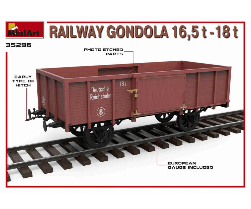 Plastikmodellbau von Miniart 1-35 eisenbahn waggon 16 5 18to 5