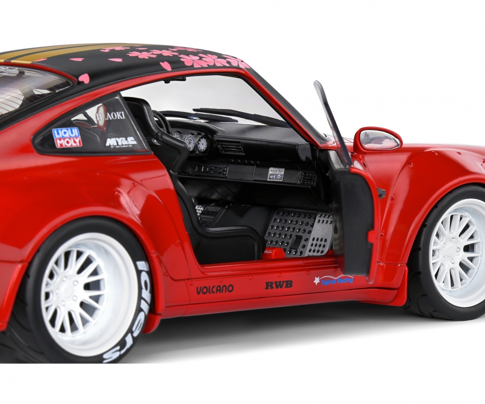 Solido RWB 964 Red Sakura Rot Standmodellauto im Massstab 1_18