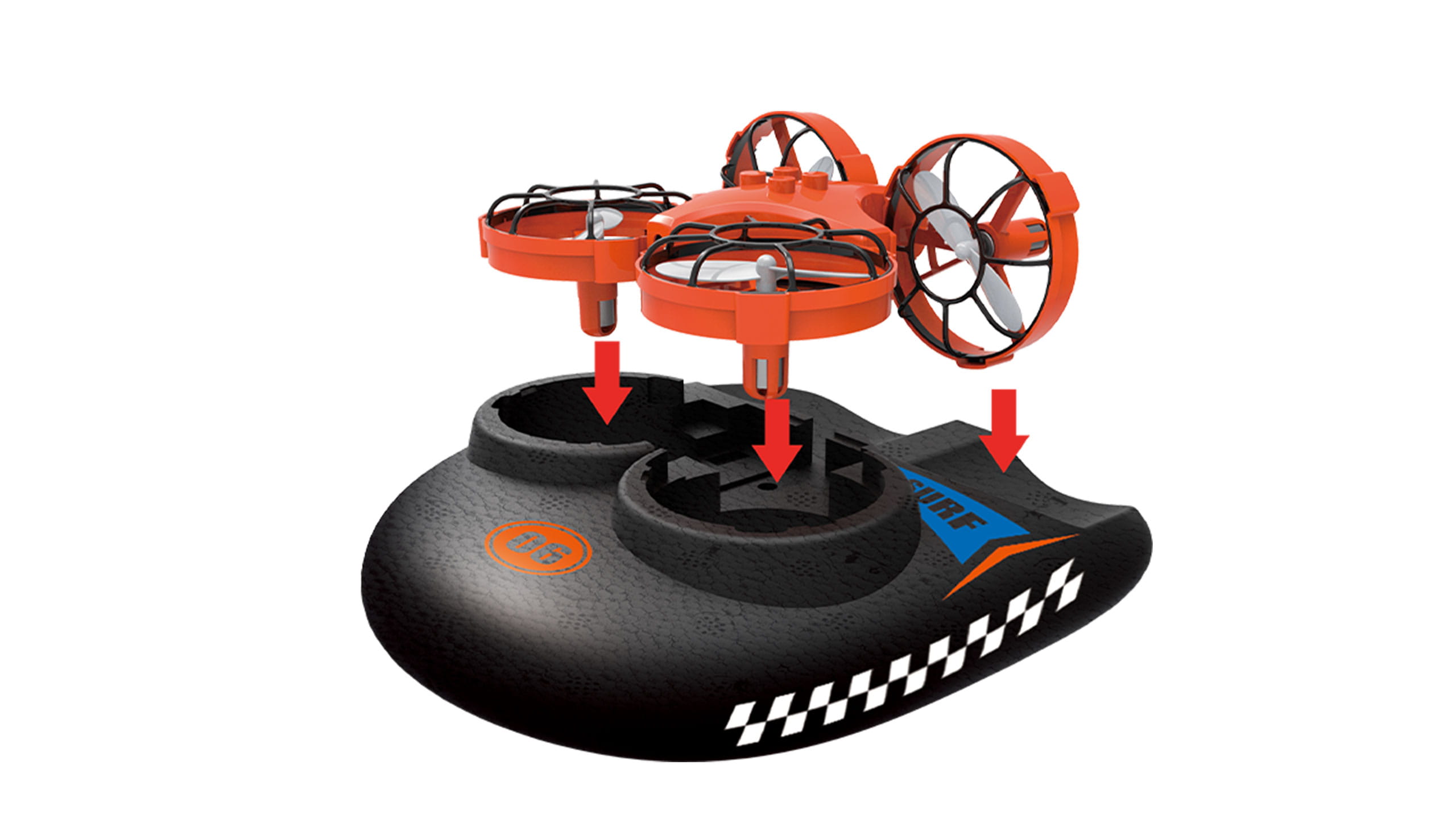 Amewi Trix 3-in-1 Drohne orange fuer Wasser_ Boden und Luft