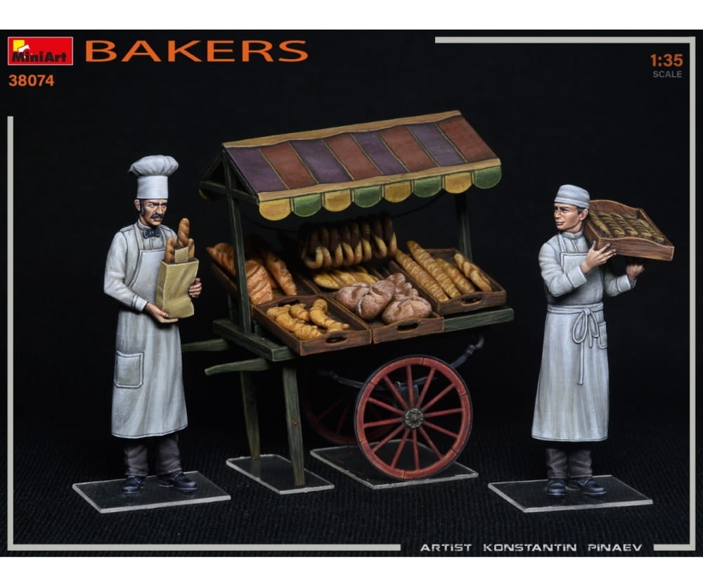Plastikmodellbau von Miniart 1-35 fig set baecker m marktkarren